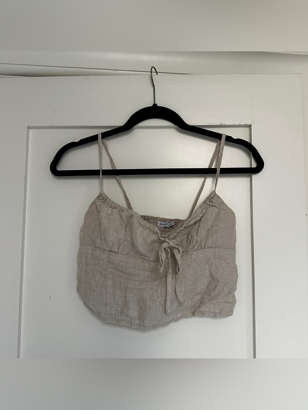 Ghanda oatmeal linen cropped tank